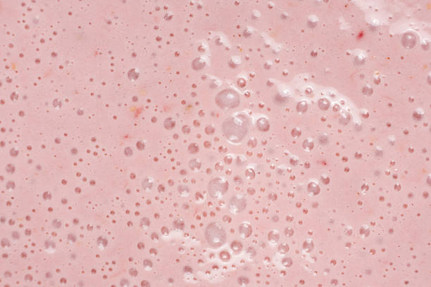 istock Strawberry milkshake surface, abstract cooking pink background with bubbles. 2223061372