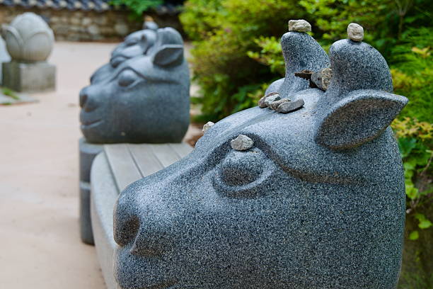 istock Animal Zodiac Benches with Stone Offerings 2223062913