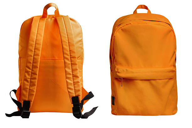istock Orange backpack front back view isolated on stock photo 2223080537