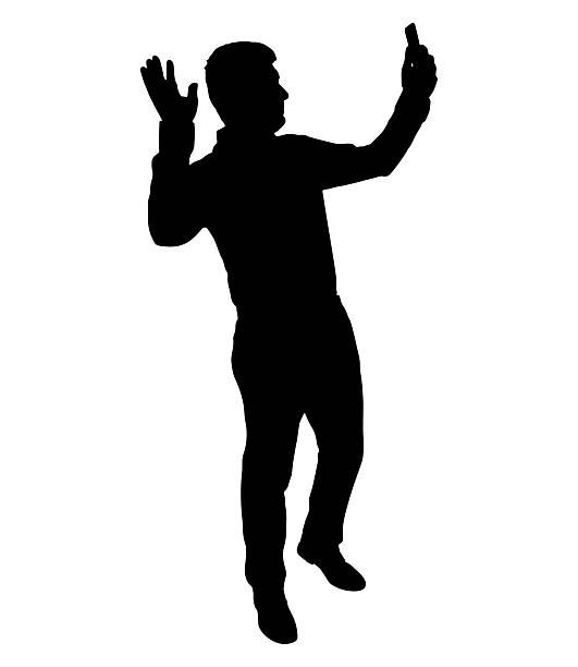 istock Silhouette of talking businessman by mobile phone. Vector illustration. 2223082790