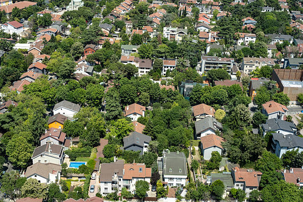 Aerial view of houses
