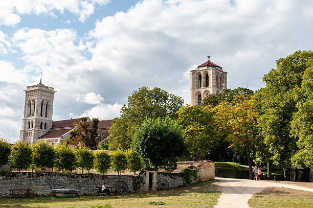 Vezelay, France - August 22, 2021. Exterior scene showing the historic monastery of Vezelay.