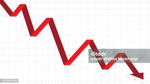 Red Step Down Arrow Indicator For Business Profit Loss Crash Decrease ...