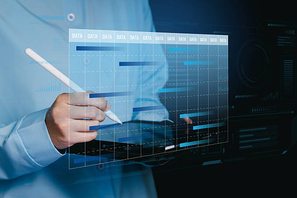 istock Business planing. Professional data analysis with modern technology in a digital workspace featuring charts and graphics 2223094423