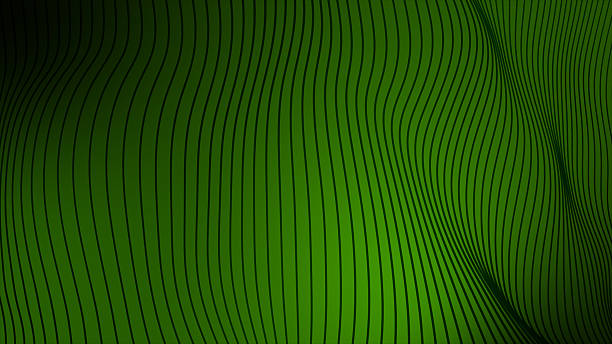 istock 3D Lime green slow motion strip lines on dark background 2223097018