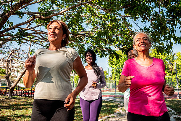 istock Senior women running on public park 2223102119