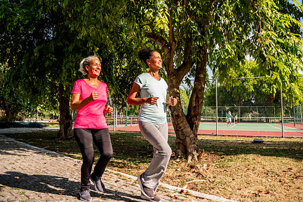 istock Senior women running on public park 2223102209