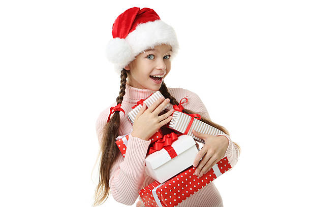 istock Young beautiful girl holding in hands gift boxes 2223103208