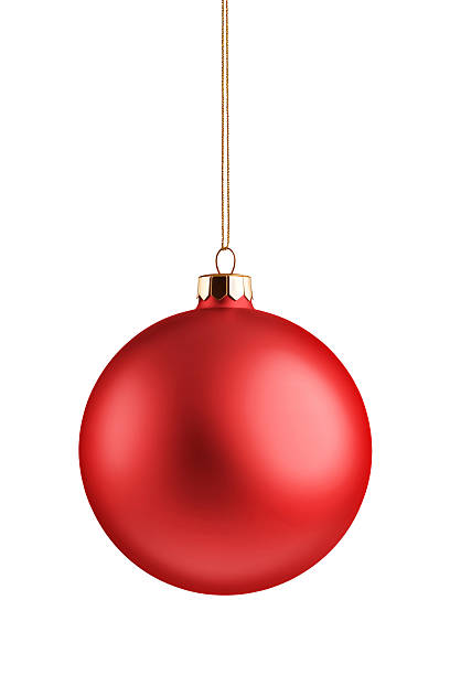 istock Realistic red matte Christmas ball with ribbon isolated on a white background. 2223104212