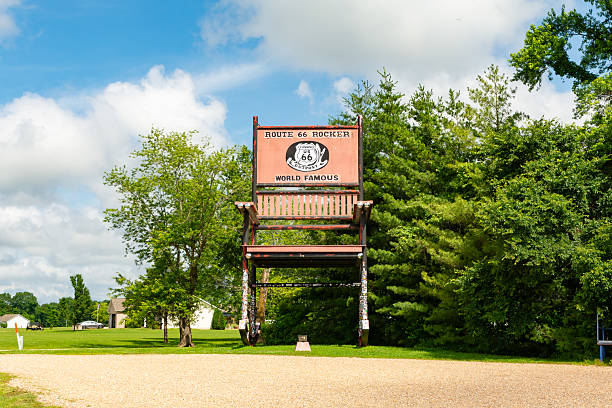 Cuba, Missouri, USA - June 17th 2025 - The former (2008-2015) worlds largest rocking chair located at the Fanning 66 outpost on the Missouri section of route 66.