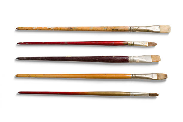 istock Set of various size used paintbrushes isolated on a white background. 2223125405
