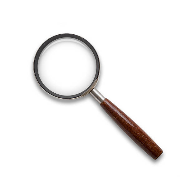 Magnifying glass lens classic vintage retro style, isolated on a white background. High resolution.