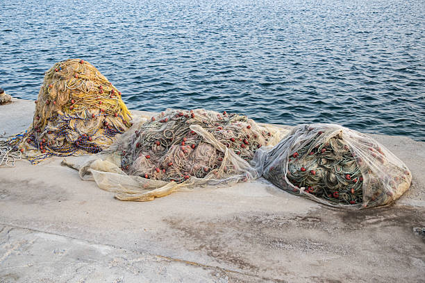 istock Vibrant fishing nets closeup 2223129644