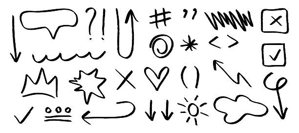 istock Unique hand drawn sketches of various symbols and icons 2223130990