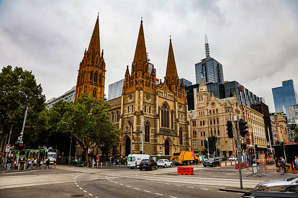 St Paul Cathedral , an Anglican cathedral in Melbourne, Australia, built in Gothic Revival architectural style from 1880 to 1891