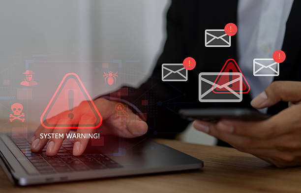 istock Email warning alerts about phishing threats, email spam and virus attachments on smartphone, cybersecurity awareness, SaaS protection, security solutions and data privacy for safe online communication 2223135981