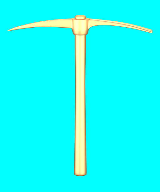 Shiny yellow mining tool isolated on clean backdrop