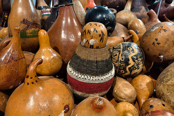 istock various vessels made of dried pumpkins and decorated with patterns ornaments. 2223138946