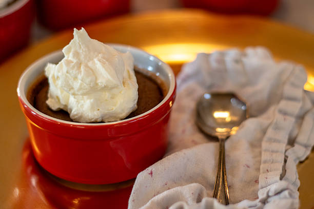 istock Chocolate cheesecake with whipped cream and linen napkin 2223143161