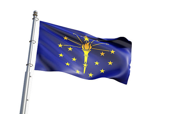 Flag of Indiana isolated on white background. U.S. state. 3d-rendering