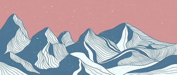 Mountain line art. Mid century modern minimalist art print. Abstract contemporary aesthetic backgrounds landscapes. vector illustration