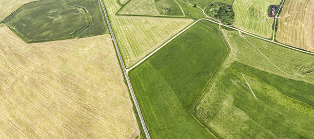 istock aerial view of agricultural fields with different colors. countryside farmland patchwork. panorama. 2223150433