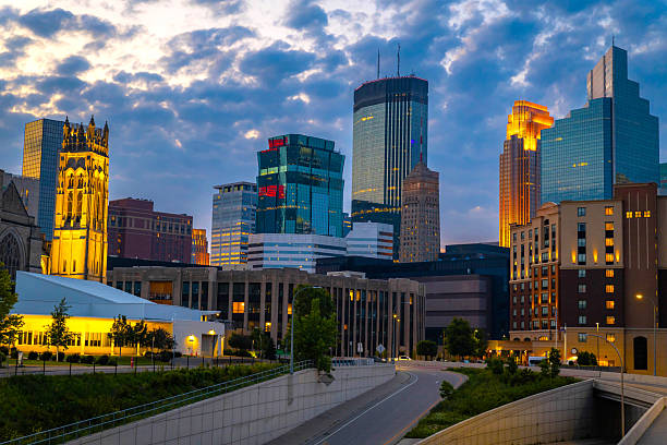 istock Scenic View of Modern Skyscrapers illuminated at night 2223152895