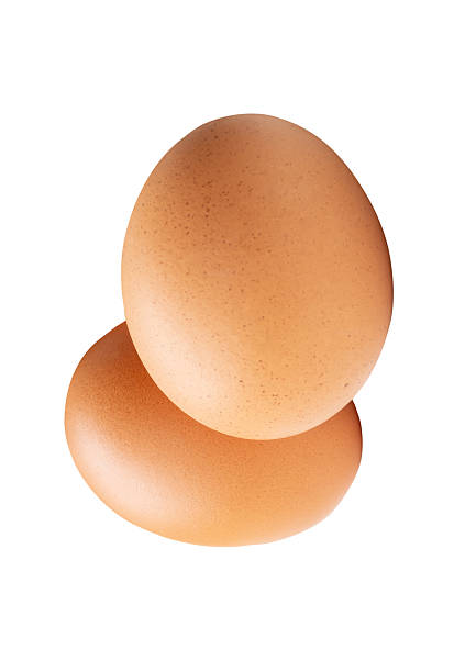 istock Top view of two fresh brown chicken eggs in stack isolated on white background with clipping path 2223153685