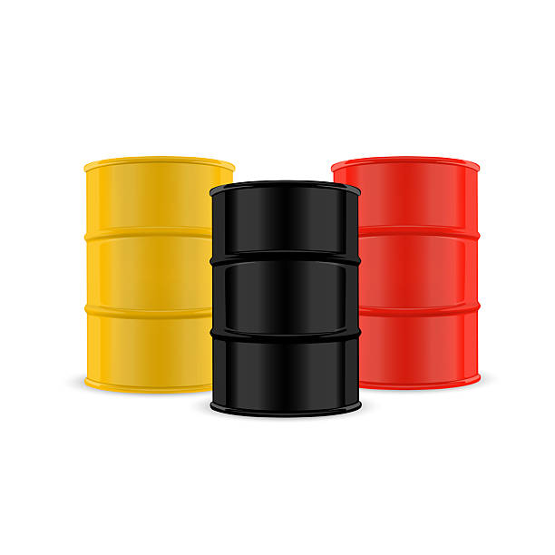 istock Colorful Industrial Barrels Set: Yellow, Black, and Red Vector 2223154070