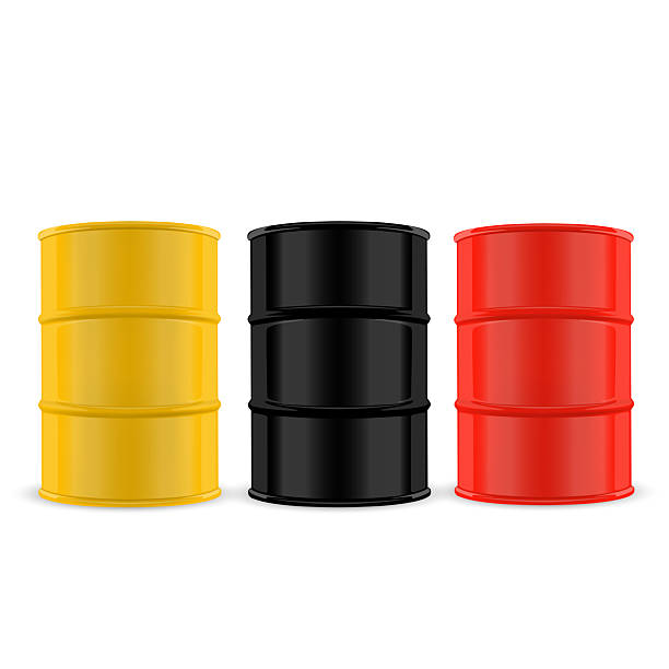 istock Colorful Industrial Barrels Set: Yellow, Black, and Red Vector 2223154089