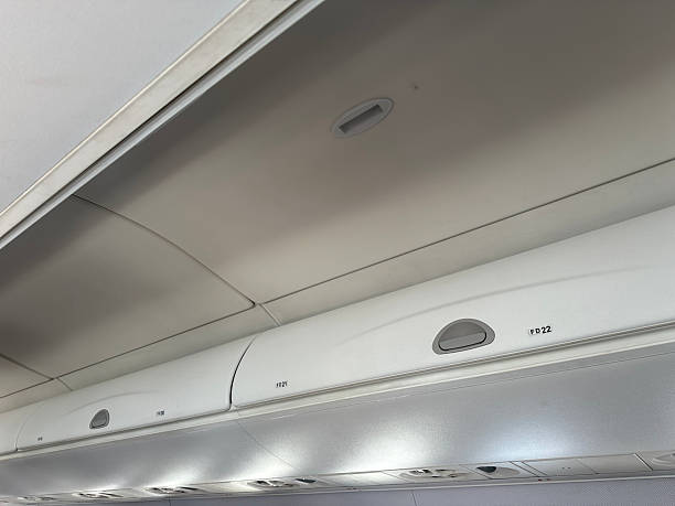 istock Overhead luggage racks inside the aircraft. 2223157557