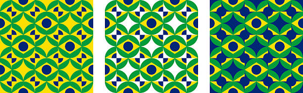 brazilian flag circle pattern set. geometric background for decoration. vector illustration
