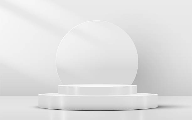 istock Abstract scene background. Cylinder podium on white background. Product presentation, mock up. Podium, stage pedestal or platform. 2223171771