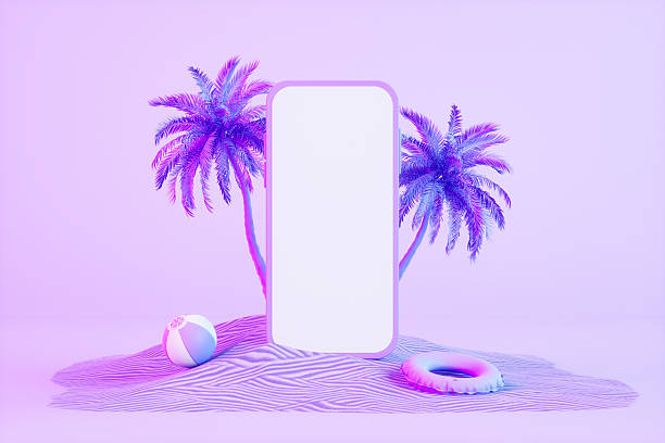istock Blank Screen Mobile Phone with Summer Holiday Concept 2223172104