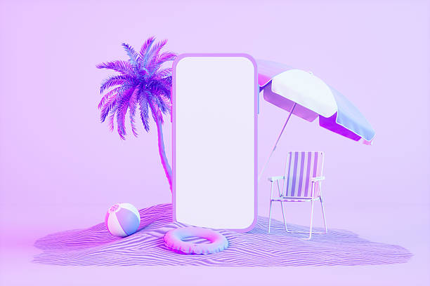istock Blank Screen Mobile Phone with Summer Holiday Concept 2223172140
