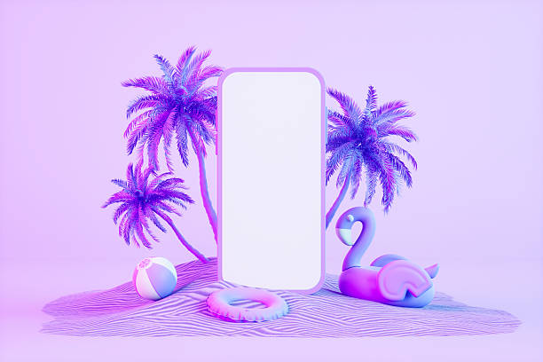 istock Blank Screen Mobile Phone with Summer Holiday Concept 2223172242