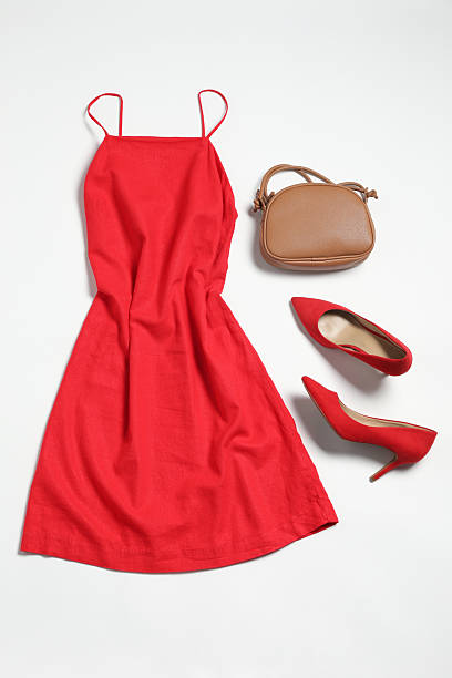 istock Stylish outfit with bag on white background, flat lay 2223174166