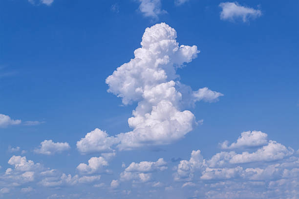 Clear blue sky, sunny day, soft white clouds, ideal peaceful background