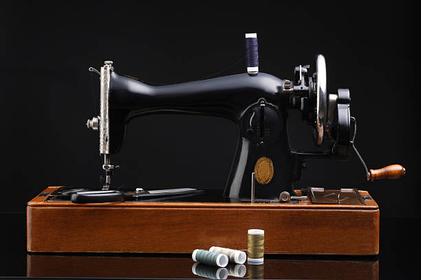 istock Vintage professional sewing machine on black background 2223174672