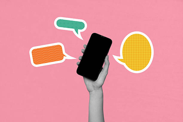 istock 3d zine full image art collage of human hand hold smartphone device type message notification messenger app chatting phrase 2223181782