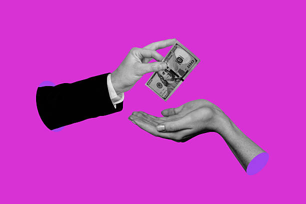istock Creative full image artwork pop collage of hands point dollar banknote payment finance capital profit bonus bank transaction 2223182699