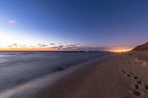 Night long exposure photo from the Mediterranean Sea beach.