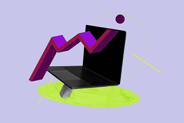 istock Contemporary art collage of hands type laptop keypad programming arrow development progress success statistics progress goal 2223183802