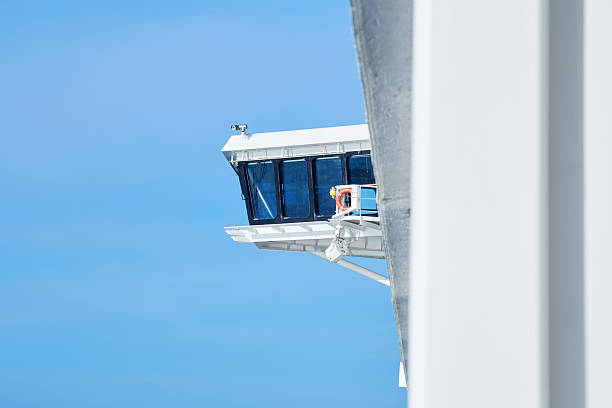 Trieste, Italy - October 11, 2025: Bridge of a Cruise Ship moored in Trieste