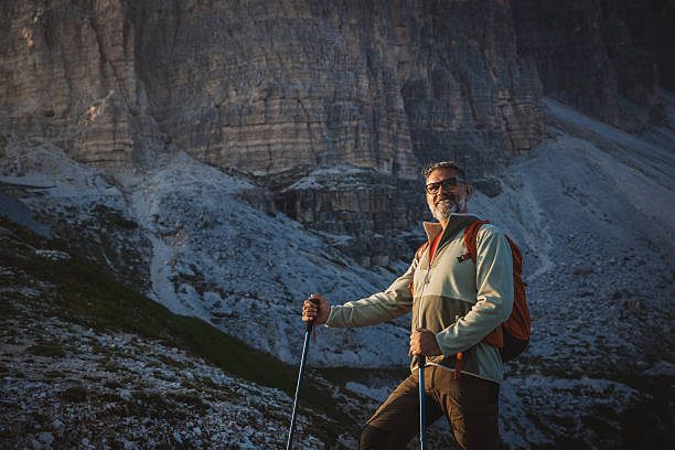 Hiker in the Odle Alps in South Tyrol