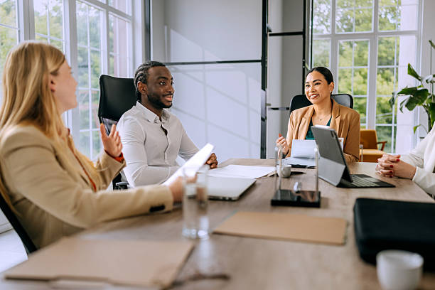 istock Colleagues having team meeting at the office 2223189172