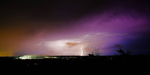 istock Cloud to Cloud and Cloud to ground lightning under thunderstorms over Birmingham Alabama and surrounding metropolitan area 2223194066