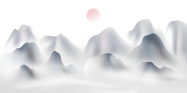 istock Modern design vector illustration of beautiful Chinese ink landscape painting. 2223196704