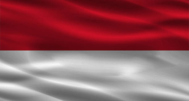 Monaco flag with fabric texture. Realistic flag of Monaco waving