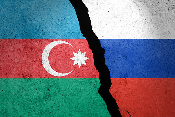 istock Azerbaijan and Russia  flags on the cracked concrete wall 2223200702